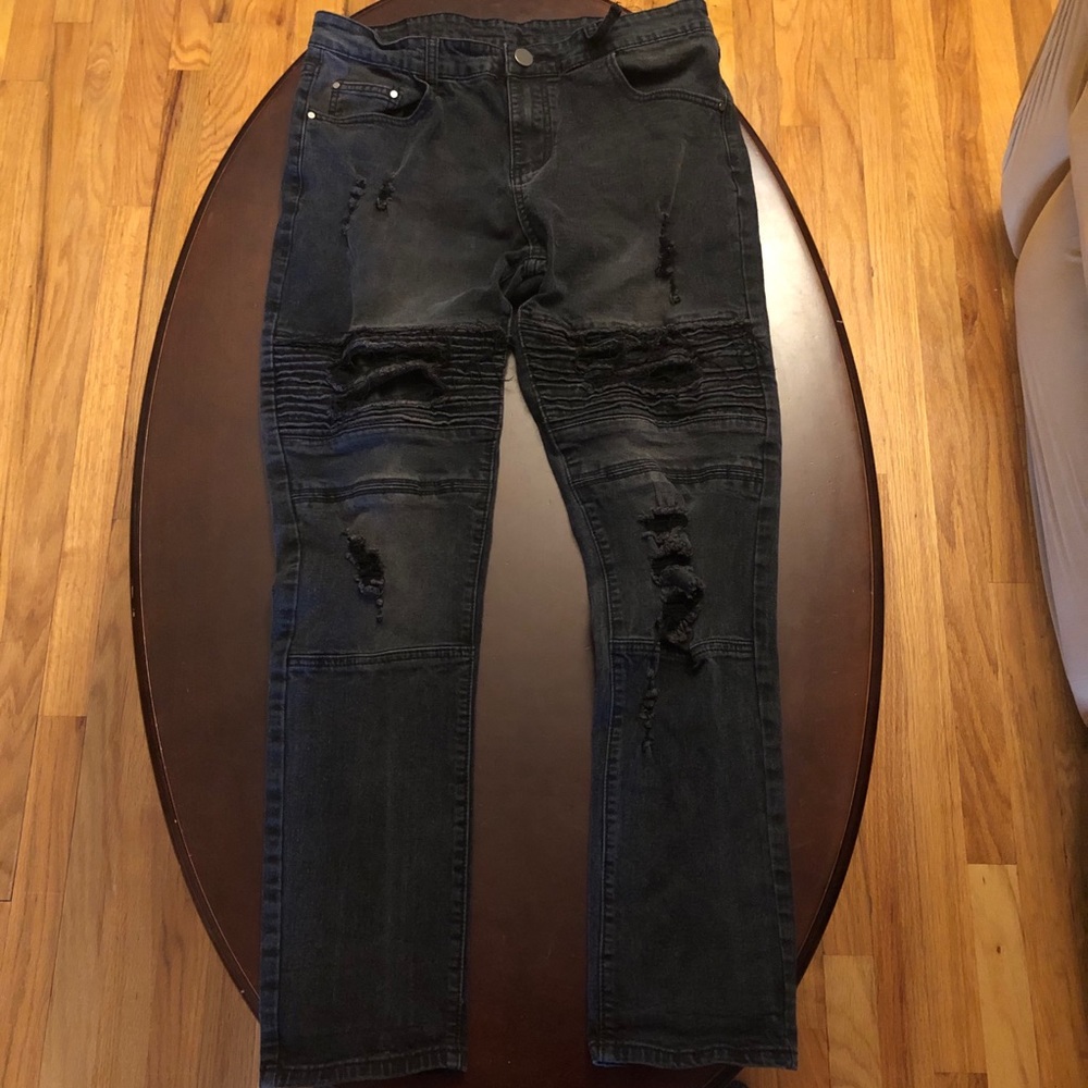 Men’s Designer Skinny Jeans Sz 34 Black Pre-Owned